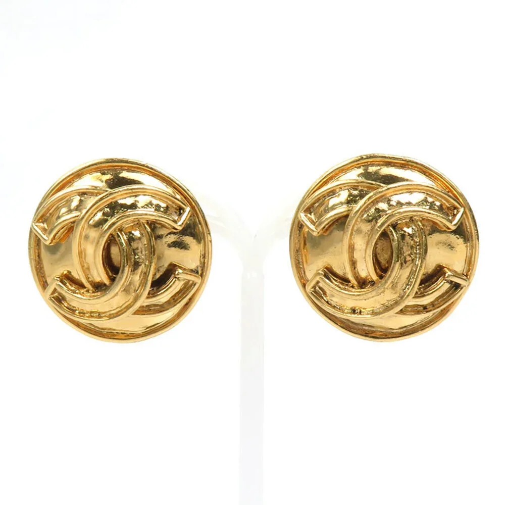 CHANEL Gold Logo Earrings